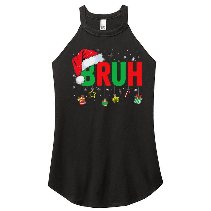 Bruh Funny Christmas Red Plaid Ns Xmas Pajamas Women's Perfect Tri Rocker Tank