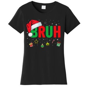 Bruh Funny Christmas Red Plaid Ns Xmas Pajamas Women's T-Shirt