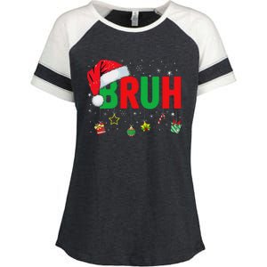 Bruh Funny Christmas Red Plaid Ns Xmas Pajamas Enza Ladies Jersey Colorblock Tee