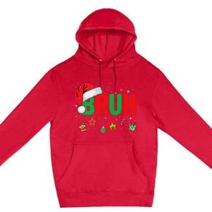 Bruh Funny Christmas Red Plaid Ns Xmas Pajamas Premium Pullover Hoodie