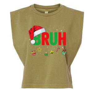 Bruh Funny Christmas Red Plaid Ns Xmas Pajamas Garment-Dyed Women's Muscle Tee