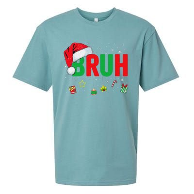 Bruh Funny Christmas Red Plaid Ns Xmas Pajamas Sueded Cloud Jersey T-Shirt