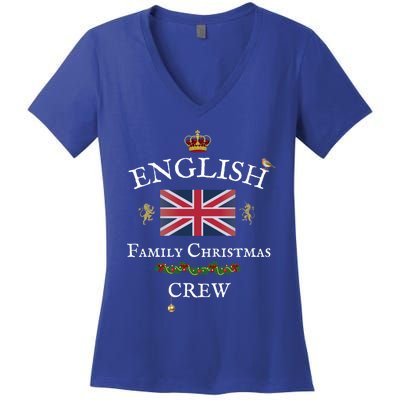 British Family Christmas Crew Union Jack Flag United Kingdom Cute Gift Women's V-Neck T-Shirt