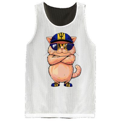 Barbadian Flag Cat Mom Souvenirs Products Kitten Barbados Mesh Reversible Basketball Jersey Tank