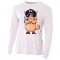 Barbadian Flag Cat Mom Souvenirs Products Kitten Barbados Cooling Performance Long Sleeve Crew