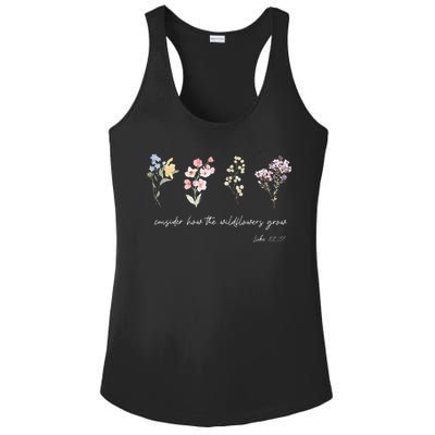 Boho Floral Consider How The Wildflowers Grow Motivational Ladies PosiCharge Competitor Racerback Tank