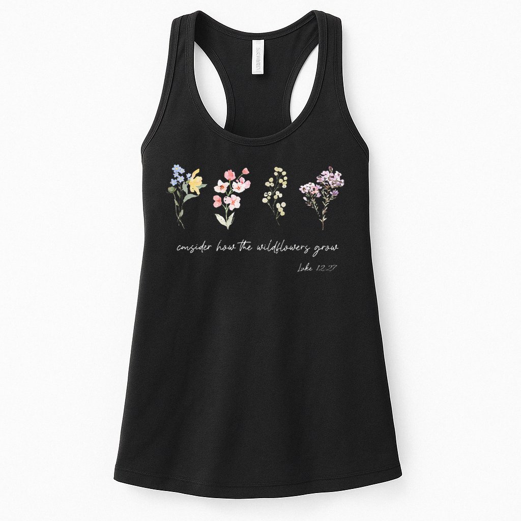 Boho Floral Consider How The Wildflowers Grow Motivational Womens Tank Top