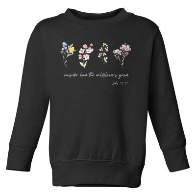 Boho Floral Consider How The Wildflowers Grow Motivational Toddler Sweatshirt