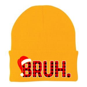 Bruh Funny Christmas Plaid Teens Boy Xmas Pajamas Knit Cap Winter Beanie