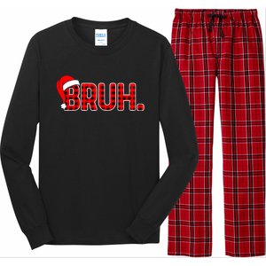 Bruh Funny Christmas Plaid Teens Boy Xmas Pajamas Long Sleeve Pajama Set