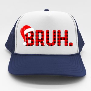 Bruh Funny Christmas Plaid Teens Boy Xmas Pajamas Trucker Hat