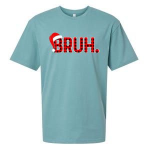 Bruh Funny Christmas Plaid Teens Boy Xmas Pajamas Sueded Cloud Jersey T-Shirt