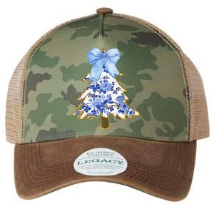 Blue Floral Coquette Bow Christmas Tree Chinoiserie Women Legacy Tie Dye Trucker Hat