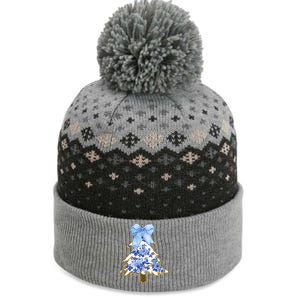 Blue Floral Coquette Bow Christmas Tree Chinoiserie Women The Baniff Cuffed Pom Beanie