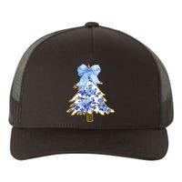 Blue Floral Coquette Bow Christmas Tree Chinoiserie Women Yupoong Adult 5-Panel Trucker Hat