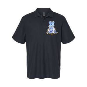 Blue Floral Coquette Bow Christmas Tree Chinoiserie Women Softstyle Adult Sport Polo