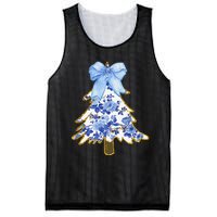 Blue Floral Coquette Bow Christmas Tree Chinoiserie Women Mesh Reversible Basketball Jersey Tank