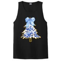 Blue Floral Coquette Bow Christmas Tree Chinoiserie Women PosiCharge Competitor Tank