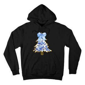 Blue Floral Coquette Bow Christmas Tree Chinoiserie Women Tall Hoodie