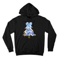 Blue Floral Coquette Bow Christmas Tree Chinoiserie Women Tall Hoodie