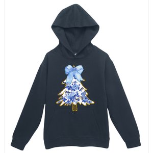 Blue Floral Coquette Bow Christmas Tree Chinoiserie Women Urban Pullover Hoodie