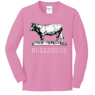 Bull Funny Cow Cowboy Kids Long Sleeve Shirt