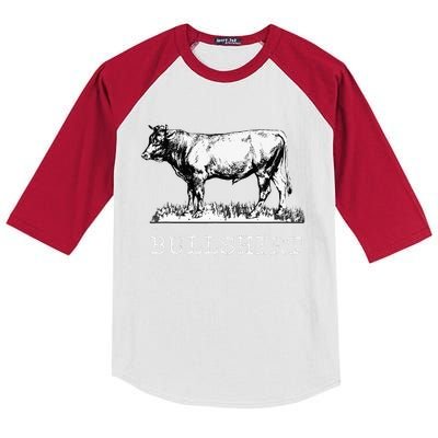 Bull Funny Cow Cowboy Kids Colorblock Raglan Jersey