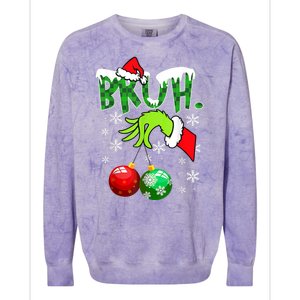 Bruh Funny Christmas Plaid Colorblast Crewneck Sweatshirt