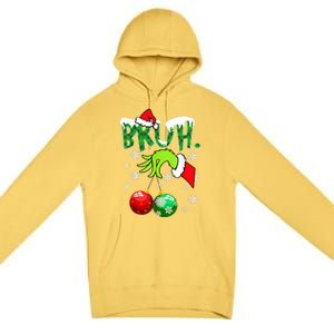 Bruh Funny Christmas Plaid Premium Pullover Hoodie