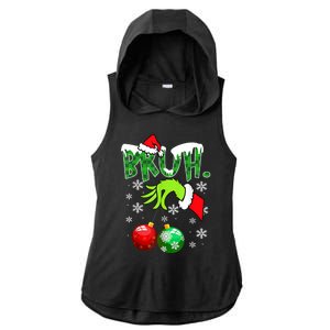 Bruh Funny Christmas Plaid Ladies PosiCharge Tri-Blend Wicking Draft Hoodie Tank