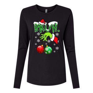 Bruh Funny Christmas Plaid Womens Cotton Relaxed Long Sleeve T-Shirt