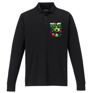 Bruh Funny Christmas Plaid Performance Long Sleeve Polo