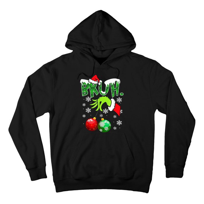 Bruh Funny Christmas Plaid Hoodie