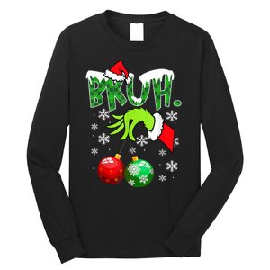 Bruh Funny Christmas Plaid Long Sleeve Shirt