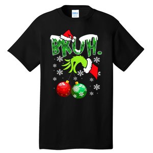 Bruh Funny Christmas Plaid Tall T-Shirt