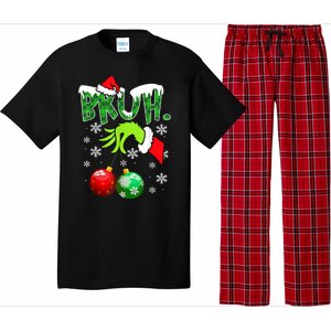 Bruh Funny Christmas Plaid Pajama Set