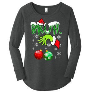 Bruh Funny Christmas Plaid Women's Perfect Tri Tunic Long Sleeve Shirt