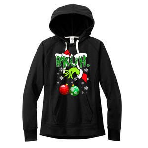 Bruh Funny Christmas Plaid Women's Fleece Hoodie