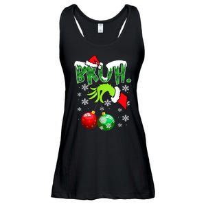 Bruh Funny Christmas Plaid Ladies Essential Flowy Tank