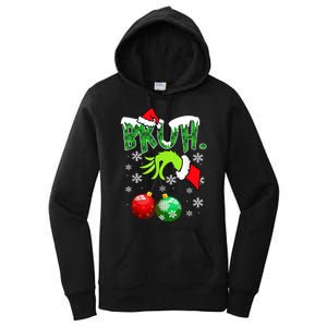 Bruh Funny Christmas Plaid Women's Pullover Hoodie