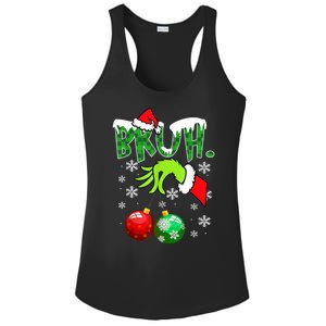 Bruh Funny Christmas Plaid Ladies PosiCharge Competitor Racerback Tank