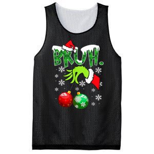 Bruh Funny Christmas Plaid Mesh Reversible Basketball Jersey Tank