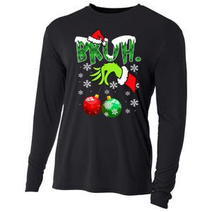 Bruh Funny Christmas Plaid Cooling Performance Long Sleeve Crew