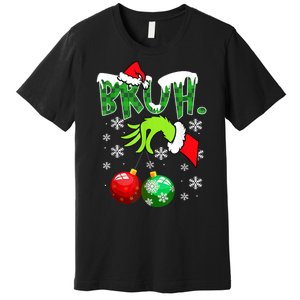 Bruh Funny Christmas Plaid Premium T-Shirt