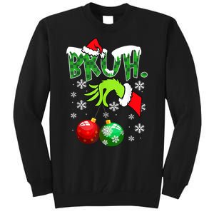 Bruh Funny Christmas Plaid Tall Sweatshirt