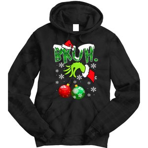 Bruh Funny Christmas Plaid Tie Dye Hoodie