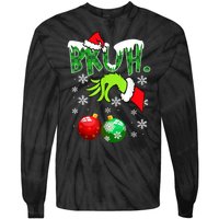 Bruh Funny Christmas Plaid Tie-Dye Long Sleeve Shirt