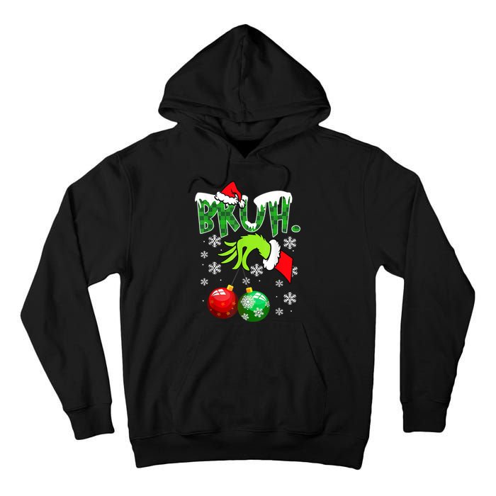 Bruh Funny Christmas Plaid Tall Hoodie