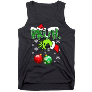 Bruh Funny Christmas Plaid Tank Top