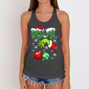 Bruh Funny Christmas Plaid Women's Knotted Racerback Tank